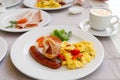 having tasty breakfast in hotel. luxury vacation Royalty Free Stock Photo