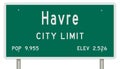 Havre road sign showing population and elevation