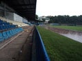Havy rain on football stadium