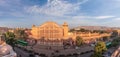 Hawa Mahal in Jaipur, India, morning aerial panorama