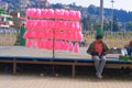 A Hawa Mithai or Cotton Candy or Sweet Sugar Candy food stall in the street side on a tourist spot near Mirik Lake Darjeeling West