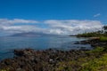 Hawaii beach, hawaiian ocean, aloha maui island. Tropical beach panorama. Royalty Free Stock Photo