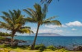 Hawaii beach, hawaiian ocean, aloha maui island. Tropical beach panorama. Royalty Free Stock Photo