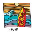 Hawaii beach, surfer poster