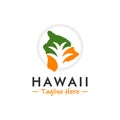 Hawaii beach tourism illustration logo