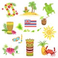 Hawaii Beach Vacation Related Set Of Objects Royalty Free Stock Photo