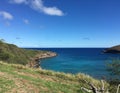 Hawaii Hanauma Bay Landscape View of Grass and Ocean Royalty Free Stock Photo