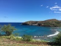 Hawaii Hanauma Bay Landscape View of Grass and Ocean Royalty Free Stock Photo