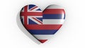 Hawaii heart casts shadow on white background, Valentines day, 3d rendering