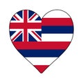 Hawaii Heart Shape Flag. Love Hawaii. Visit Hawaii. Northern America. America. Vector Illustration Graphic