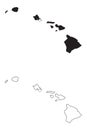 Hawaii HI state Maps USA with Capital City Star at Honolulu. Black silhouette and outline isolated on a white background. EPS Royalty Free Stock Photo