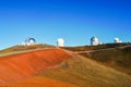 Hawaii Island, Hawaii, October 31st, 2021 - The view of observatories on Mauna Kea