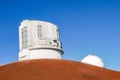 Hawaii Island, Hawaii, October 31st, 2021 - The view of observatories on Mauna Kea