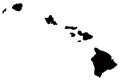 Hawaii islands map, USA, country, silhouette Royalty Free Stock Photo