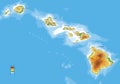 Hawaii islands physical map Royalty Free Stock Photo
