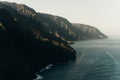 Hawaii Kauai Na Pali coast landscape aerial view from helicopter. Royalty Free Stock Photo