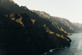 Hawaii Kauai Na Pali coast landscape aerial view from helicopter. Royalty Free Stock Photo