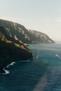 Hawaii Kauai Na Pali coast landscape aerial view from helicopter. Royalty Free Stock Photo