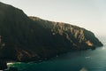 Hawaii Kauai Na Pali coast landscape aerial view from helicopter. Royalty Free Stock Photo