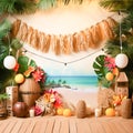 Hawaii kids Digital Backdrop, cake smash backdrop, Digital Photography Props