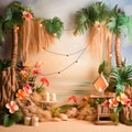 Hawaii kids Digital Backdrop, cake smash backdrop, Digital Photography Props