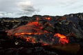 Hawaii Kilauea lava flow and clouds