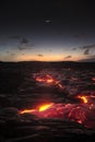 Hawaii Lava flow after sunset Royalty Free Stock Photo