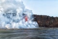 Hawaii Lava flow with vog aka volcanic gases Royalty Free Stock Photo
