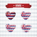 Hawaii with love. Design vector broken heart with flag inside.