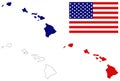 Hawaii map with USA flag - U.S. state located in Oceania Royalty Free Stock Photo