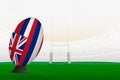 Hawaii national team rugby ball on rugby stadium and goal posts, preparing for a penalty or free kick Royalty Free Stock Photo