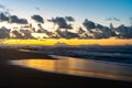 Hawaii Oahu beach sunrise and waves Royalty Free Stock Photo