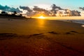 Hawaii Oahu beach sunrise and waves sandy Royalty Free Stock Photo