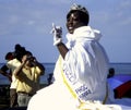 Hawaii. Ocean shore. Queen of the parade by car.