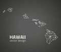 Hawaii vector black outline polygonal triangle map