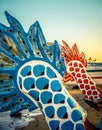 Hawaii Outrigger Canoes At Sunset Royalty Free Stock Photo