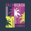 Hawaii Palm Beach. Vector t-shirt design Royalty Free Stock Photo