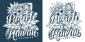 Hawaii paradise beach monochrome sticker