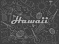 Hawaii piece of chalk line art design vector. Separate objects. Hand drawn doodle design elements.