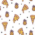 Hawaii pineapple pizza seamless pattern cute kawaii Royalty Free Stock Photo