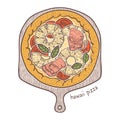 Hawaii Pizza, sketching illustration
