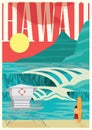 hawaii poster. Vector illustration decorative design