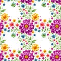 Hawaii seamless floral pattern, textile flowers elements, colorful floral, white background, violet flower, purple flower, Royalty Free Stock Photo