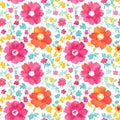 Hawaii seamless floral pattern, textile flowers elements, Hand drawn background, summer design fashion artwork for clothes, Royalty Free Stock Photo