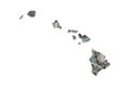 Hawaii State Map Outline with Crumpled Dollars, Government Waste of Money Concept Royalty Free Stock Photo