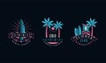 Hawaii Summer Logo Original Design Set, Summer Club Premium Retro Labels, Badges Vector Illustration Royalty Free Stock Photo