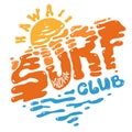 Hawaii Surf Club, summer t-shirt print design