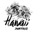 Hawaii Surfing Lettering brush ink sketch handdrawn serigraphy print