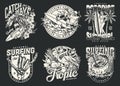 Hawaii surfing vintage monochrome emblems Royalty Free Stock Photo