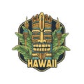 Hawaii tiki mask and tropical leavs and torch Royalty Free Stock Photo